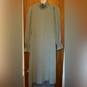 Commense Women’s Sage Green Long Sleeve Mock Neck Lined Midi Dress NWOT-M